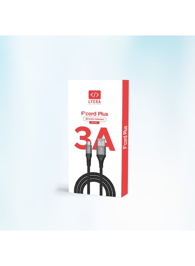LYCKA F Cord Plus Micro USB Fast Charging & Data Sync Cable (1.2M, 3A Max, Black) - Image 3